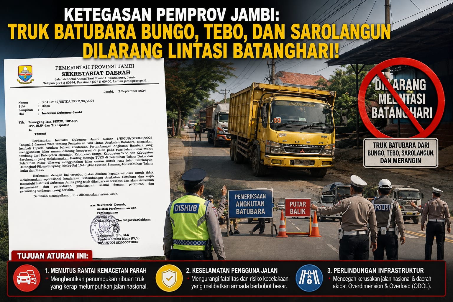 Ketegasan Pemprov Jambi: Truk Batubara Bungo, Tebo, dan Sarolangun Dilarang Lintasi Batanghari!