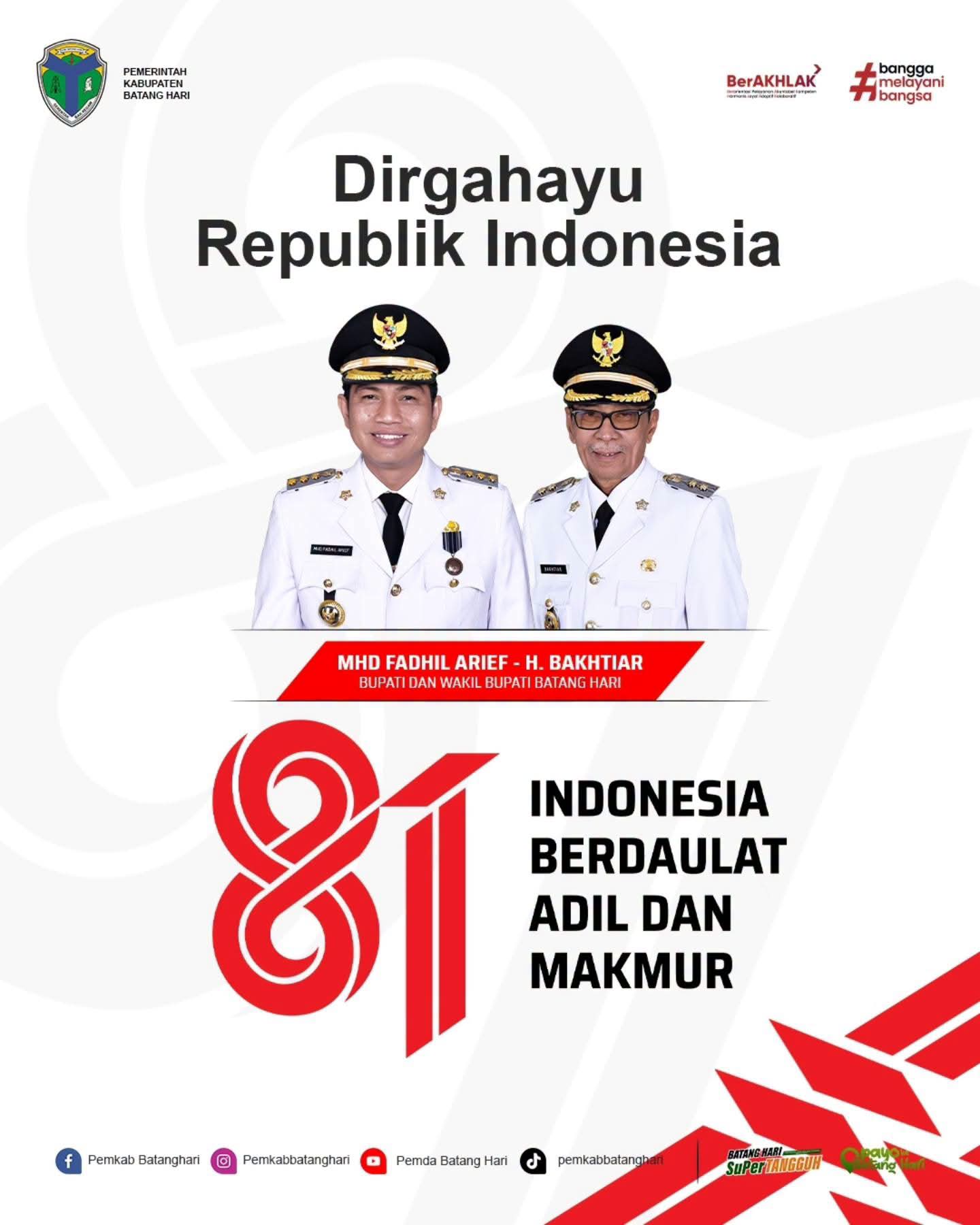 Pemkab Batang Hari Gelorakan Semangat “Indonesia Berdaulat, Adil, dan Makmur” di HUT ke-81 RI