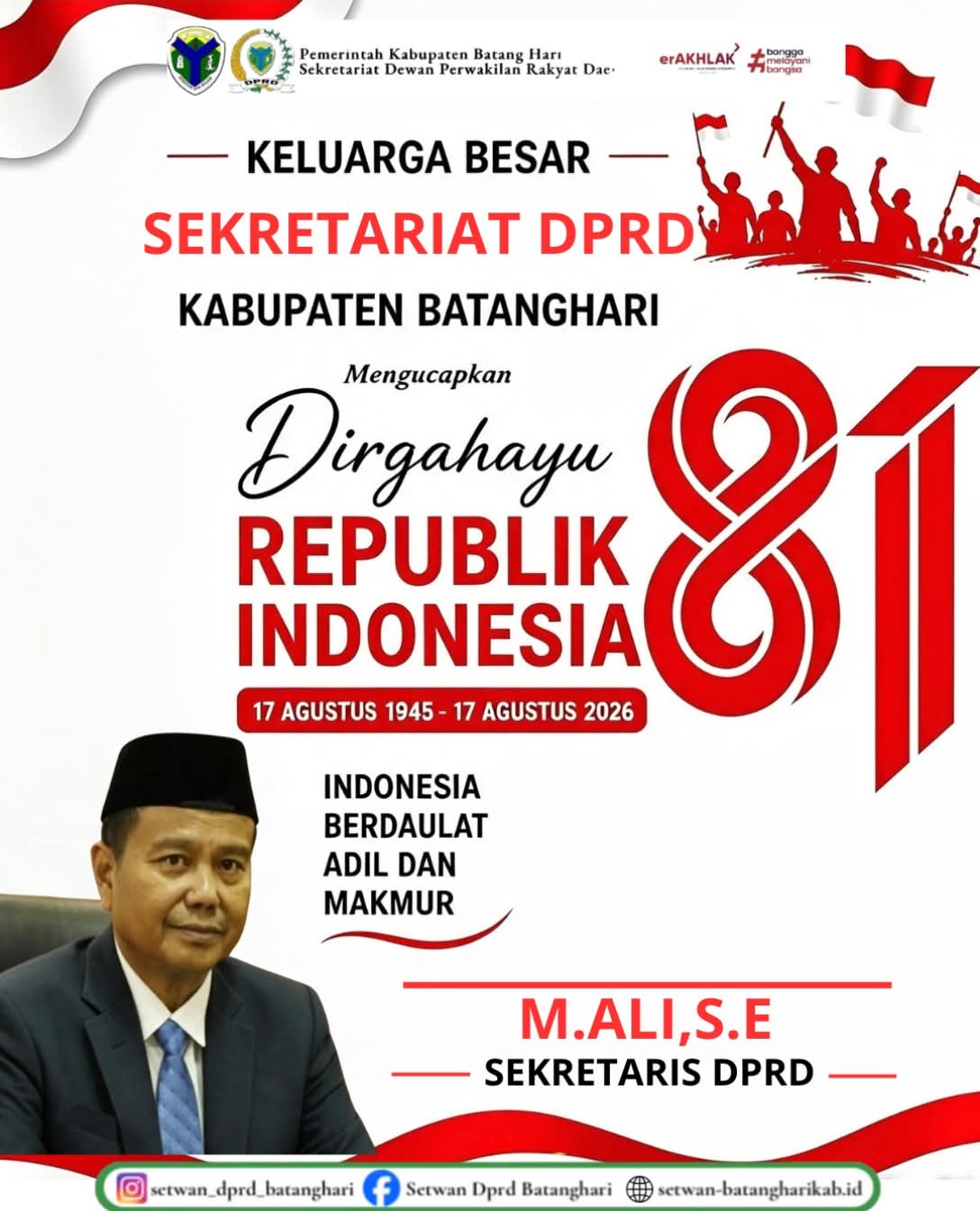 Semarak HUT RI ke-81: Sekretariat DPRD Kabupaten Batang Hari Serukan Semangat Persatuan dan Karya Nyata