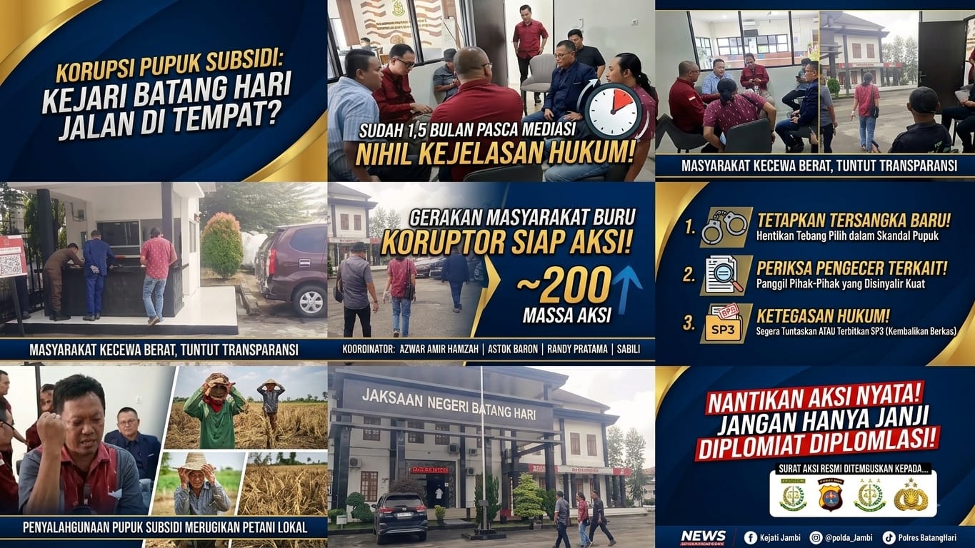 Menanti Aksi Nyata Kejari Batang Hari: Kasus Korupsi Pupuk Subsidi Dinilai Jalan di Tempat, Massa Siap Turun ke Jalan